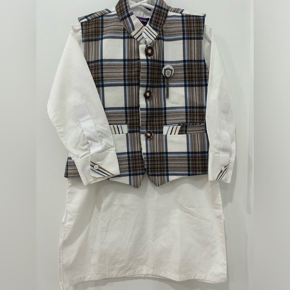 Pakistani boys salwar kameez with waistcoat